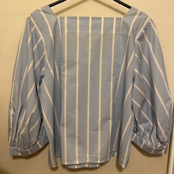 Express Mid top Blouse - Blue with White and Tan or Yellow Stripes - Size XL - Picture 4 of 8